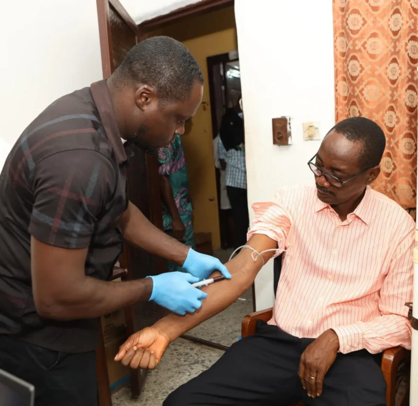 A picture of delsu staff taking medication